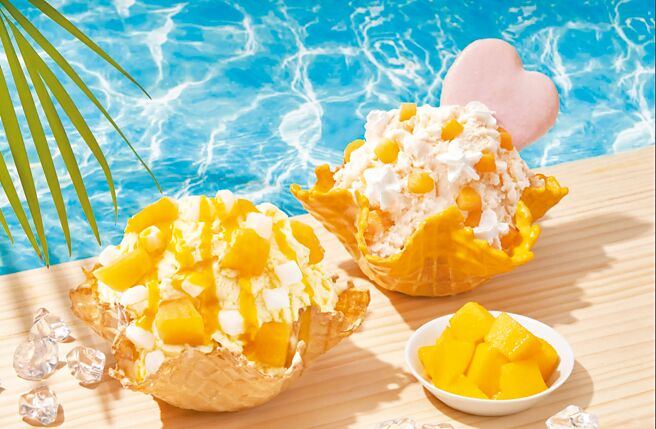 酷聖石聯名《怪物彈珠》打造「芒果Combo」、「戀戀哈密瓜」，160元起。（酷聖石提供）