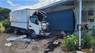 台東台9線貨車連環撞 鐵皮屋凹大洞！疑疲勞駕駛釀禍