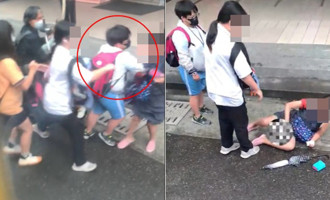 國小女童第一時間衝上前救女大生。（翻攝畫面 ）