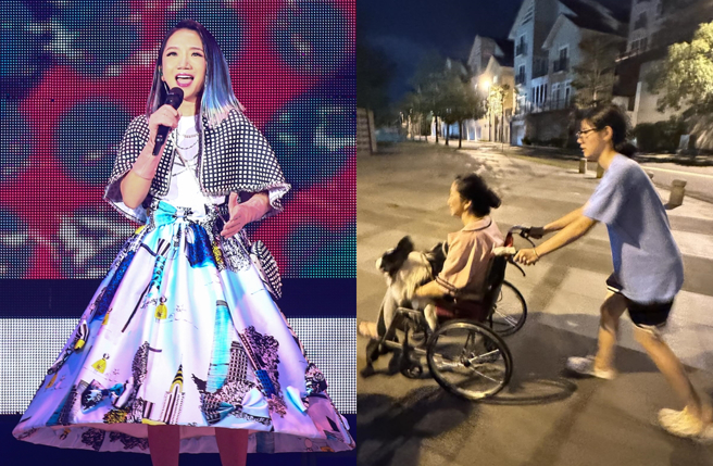 陶晶莹晒出自己坐轮椅照片。（图／中时资料照；翻摄自 Threads）