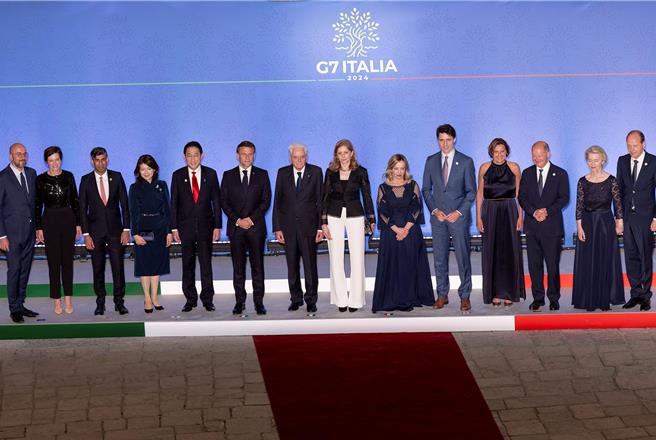 G7領袖14日發表聯合公報，表達七國對各世界熱點問題的立場。（路透社）