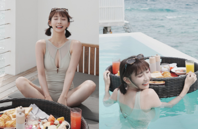 粿粿水中辣照胸前巨物全现形。（图／IG@meigo.c）