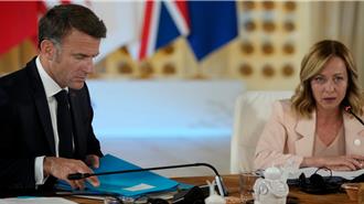 影》G7峰會影片瘋傳 義總理梅洛尼「死亡凝視」馬克宏