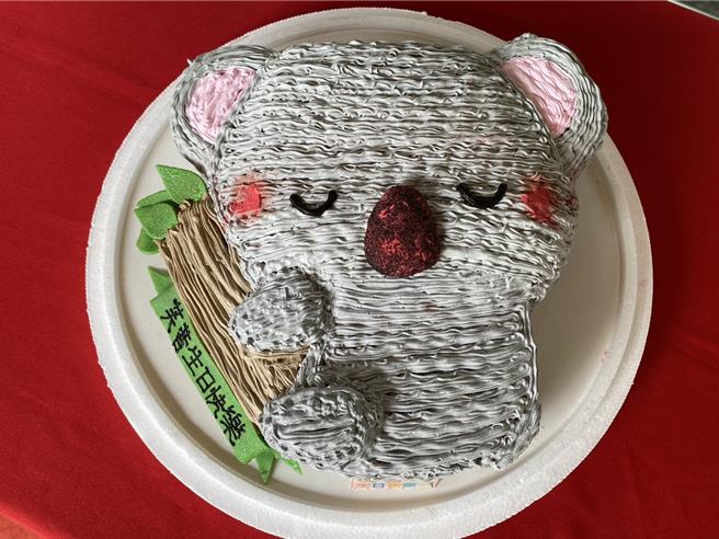 園方特地準備無尾熊蛋糕幫無尾熊「芙蓉」舉辦生日派對。（台北市立動物園提供／劉瑋晴台北傳真)