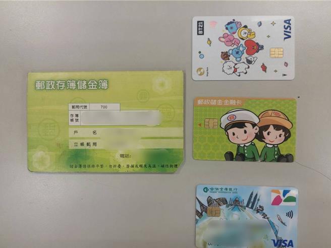 警方在嫌犯身上查扣提款卡、存折等证物。（新北市新庄警分局提供）