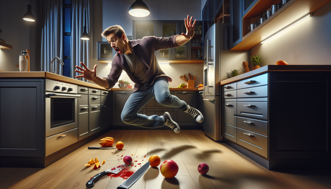 台中一名男子胸口插著水果刀送醫，警方調查結果居然是男子自己跌倒導致的。（示意圖、與本案無關／AI生成）