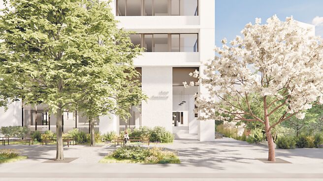 大陆建设独献板桥David Chipperfield世界建筑作品「端芃」，再次见证建筑价值回应城市的新高度。（3D示意图／业者提供）