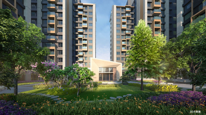 遠雄山禾大器釋出逾400坪社區前庭小公園，以山建築為自然載體。（圖/遠雄 提供）