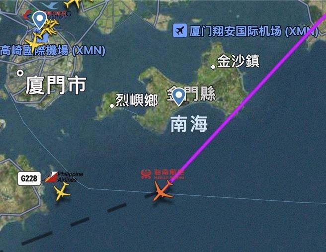 有關今（17）日有媒體報導大陸民航機「非正常」飛越金馬上空事件，金防部稍早發出聲明。（民眾提供）