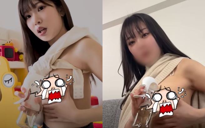 日本2位年輕媽媽香奈與香澄，分別親身示範如何使用「哺乳器」，並將教學影片放在YouTube供觀賞。（圖／翻攝自YouTube子育てガジェット通信）
