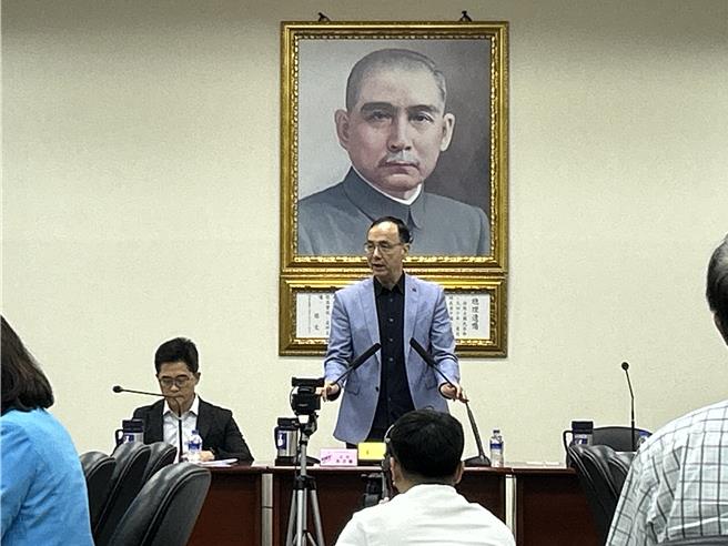 國民黨主席朱立倫今在中常會上發表談話。（張薷攝）