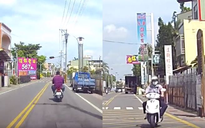 有驾驶开着车遇到国中同学上前打招呼，不料，这名国中同学因为骑车没戴安全帽，被巡逻警发现拦下。（图／翻摄自脸书爆废1公社）