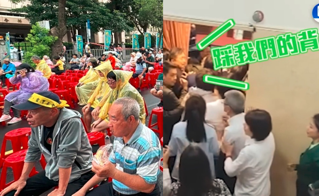 619绿营支持者冒雨相挺，但疑似有绿委重演517立院衝突荒谬乱象，自己出张嘴，让别人拿身体去拚战。（合成图／示意图／中天新闻台提供／中天记者涂丰骏摄／取自中时直播）