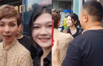 山寨大S衝汪小菲新店開幕儀式 盼和張蘭合照遭擋門外哭了