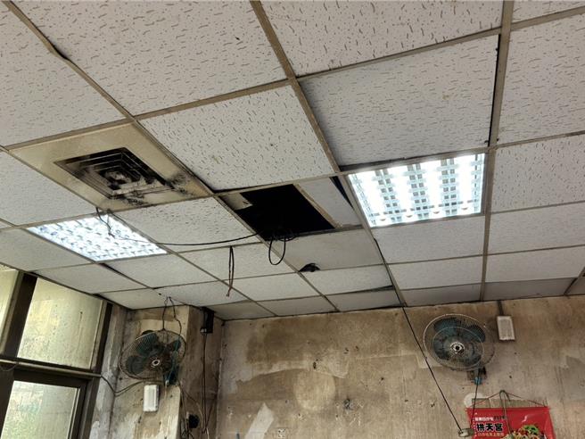 基隆市成功市场是重要採买市场之一，但因设备老旧影响客源。图为市场耗电量高灯具与老旧送风机。（林沛祥办公室提供／徐佑升基隆传真）