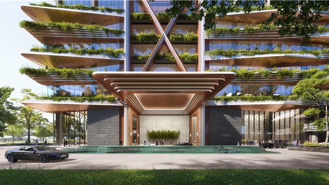 台中「高铁娱乐购物城」的国际五星奢华酒店建筑面积达2万坪。（第一大国际开发公司提供／朱世凯台北传真）