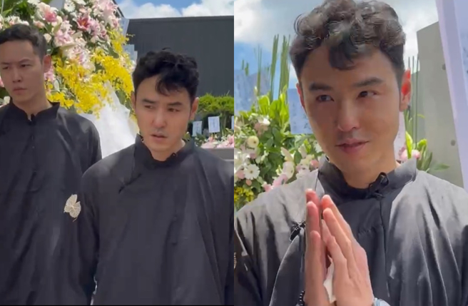 阮经天双手合十现身。（图／读者提供）