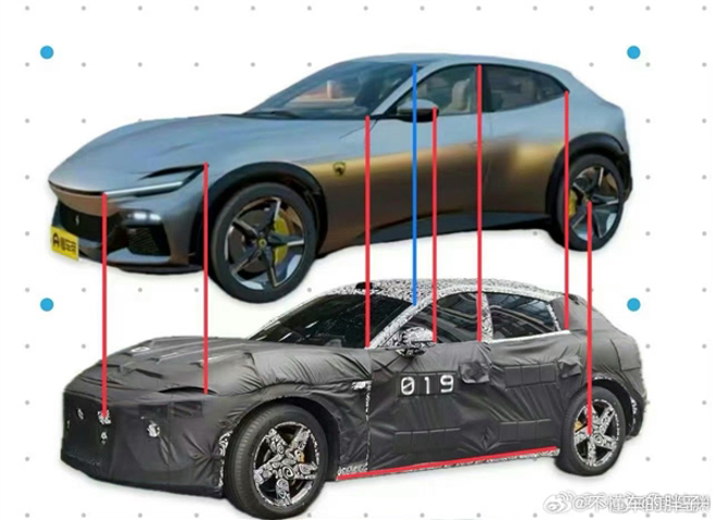 有网友将小米的「法拉米」（下）与名车法拉利（上）进行细节比对，可以看出小米第2款汽车要模仿的对象确实倾向法拉利设计。（图／快科技）