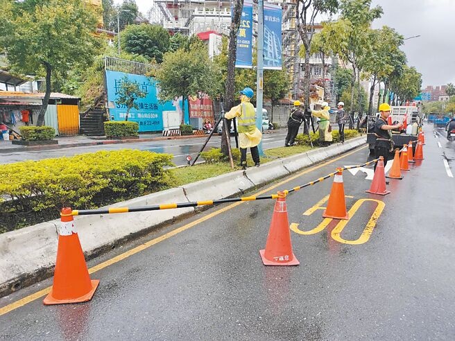 新北市由于极端气候造成行道树倾倒机率窜升，特别是午后雷阵雨倾盆而下，导致土质松软。（高钧麟摄）