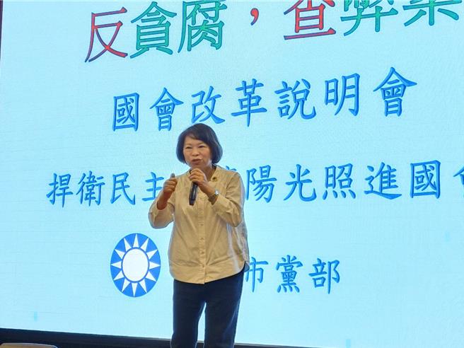 嘉义市长黄敏惠今天宣讲。（廖素慧摄）