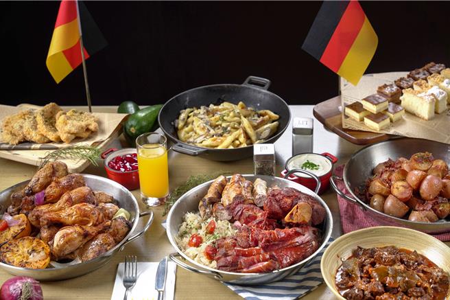 茹曦酒店Sunny Buffet于本季献上经典德式美食，不出国也能品尝到德国味。（茹曦酒店提供）