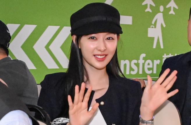 韩国女星金智媛来台。（陈麒全摄）