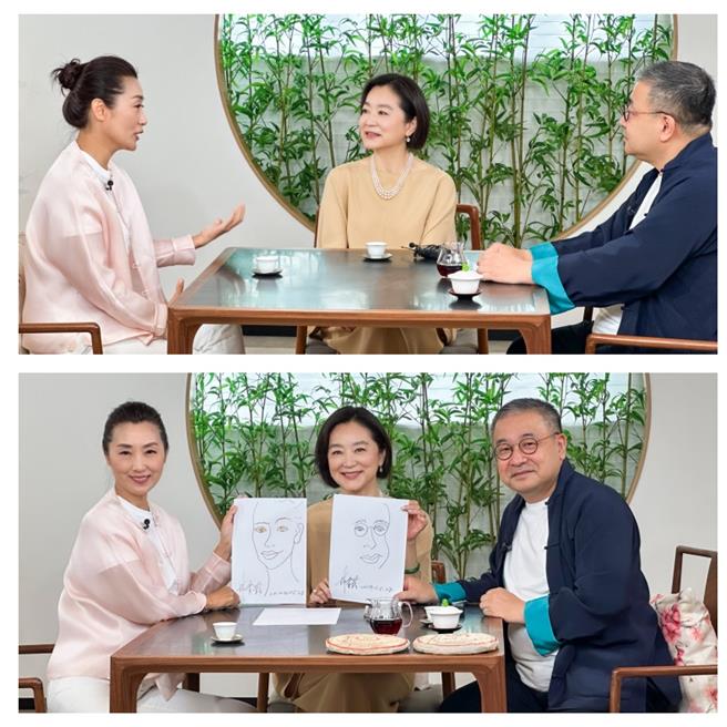 林青霞（中）日前上节目谈人生与品茶。（摘自《艺载中国》）