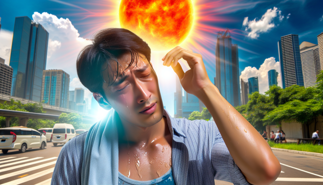 最近幾日天氣超級熱，22日有14縣市亮「高溫警示」，台北市社子島甚至來到38.5°C的超高溫。（AI 示意圖）