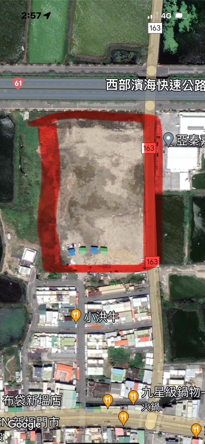 业者规画做渔电共生的基地紧邻新塭人口密集区。（蔡承佑提供∕吕妍庭嘉义传真）