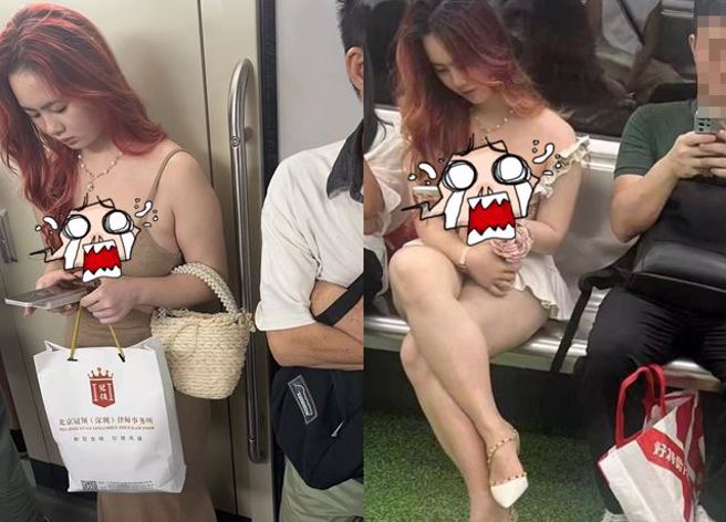 有乘客搭地铁遇见「核弹级」女网红。（图／翻摄自微博）