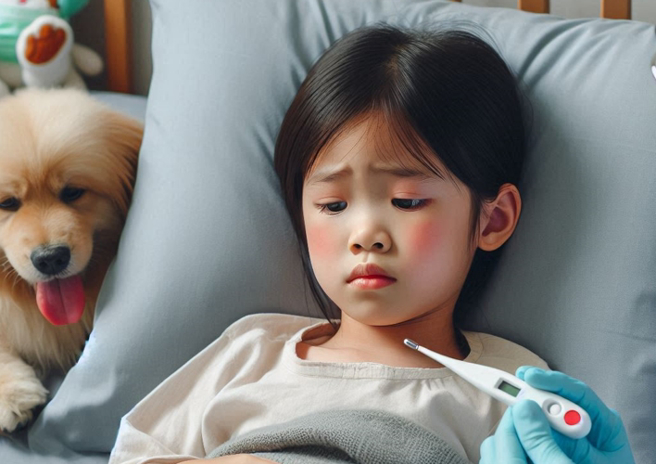 女童高烧逼近40度还频尿，医见「尿有异味」揪罕菌，元凶是牠。（示意图／AI制图）