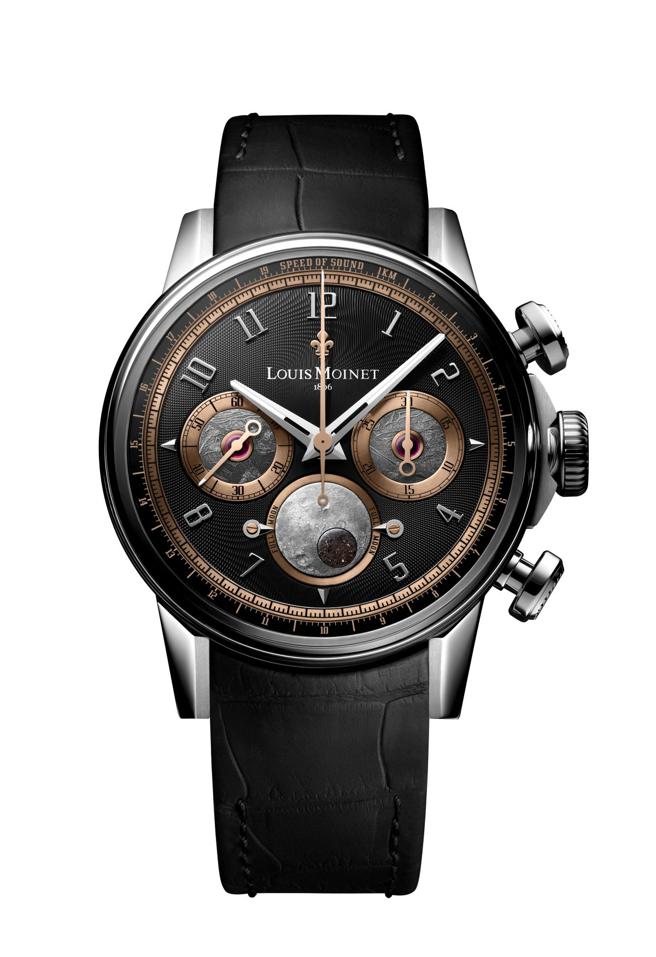 Louis Moinet的SPEED OF SOUND腕表，镶嵌Dhofar 457稀有月球陨石，200万8000元。（SHH提供）