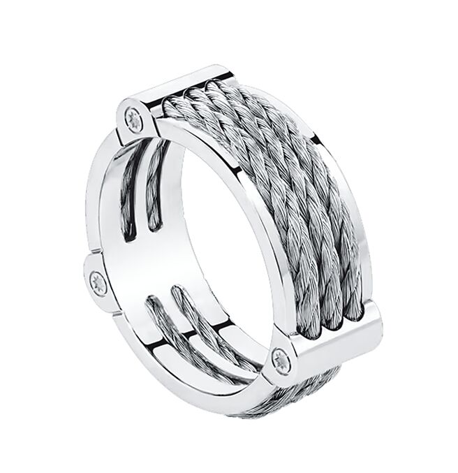 FRED「Force 10」系列Winch戒指，18K鉑金精鋼鍊繩寬版，11萬9400元。（FRED提供）