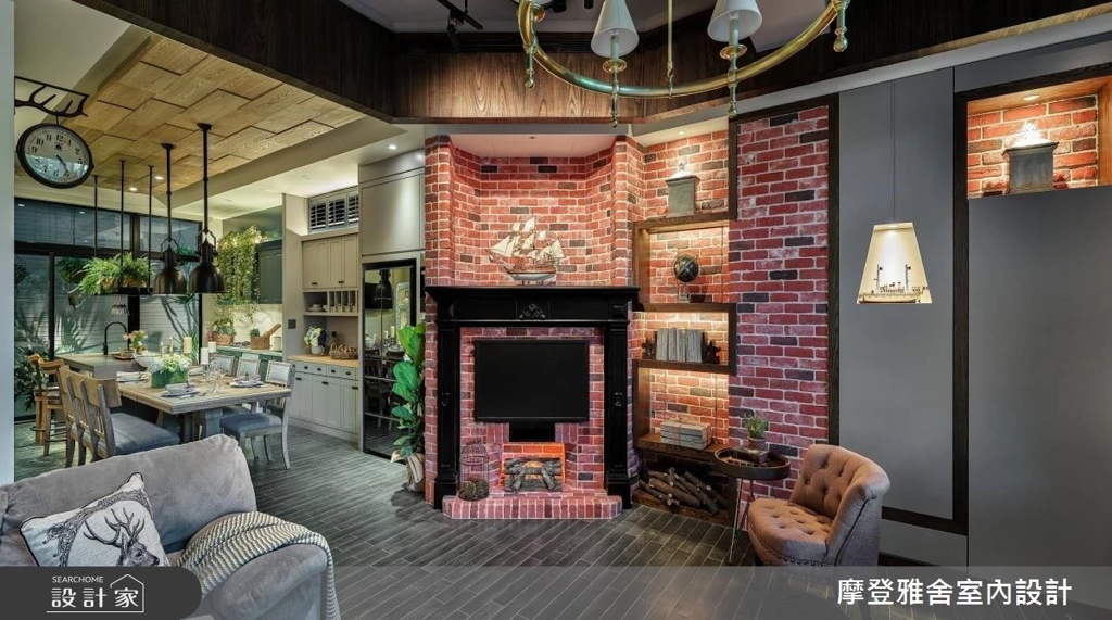 無論是以紅磚、鐵件為主題的復古美式風格，或是以木百葉、清新色系為主的現代美式風，皆可創造俐落簡約不失性格的場域。 (圖/設計家searchome)