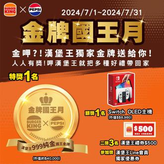金牌國王月登場！呷漢堡王就抽上萬元好禮