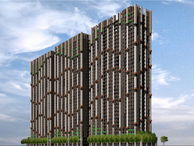 新庄区名人天厦社区更新后模拟图。（新北市都市更新处提供）