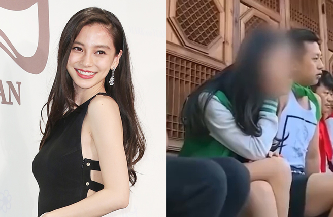 Angelababy被综艺节目《奔跑吧》打马赛克。（图／中时资料照、翻摄自《奔跑吧》）