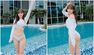 「峮峮接班人」泳池解放傲人身材　露浑圆翘臀自称：股惑仔