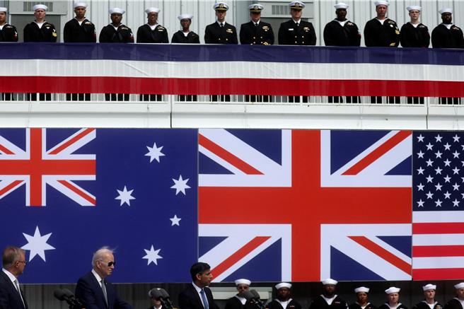 AUKUS成立于2021年，旨在抗衡中国日益增长的影响力。（路透社）
