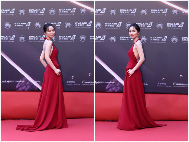 陈明珠露香肩和美背。（陈俊吉摄影）