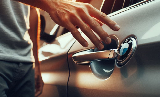 68岁的男子波登（Borden），因2016年购入的BMW轿车电吸门装置意外截断右手拇指。（示意图、与本案无关／AI生成）