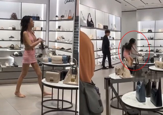 泰籍赤脚爆乳妹在101小CK专柜暴走砸店。（翻摄爆废1公社）