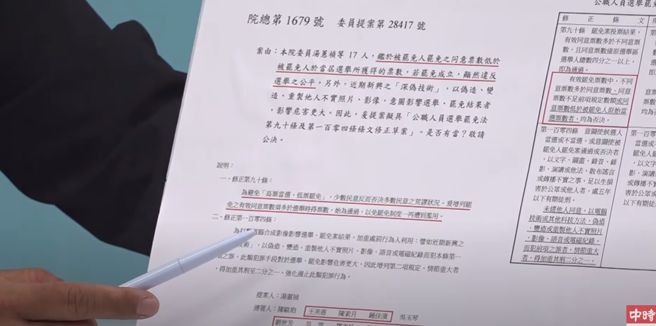 洪孟楷揭绿委过去提案内容。（取自直播）