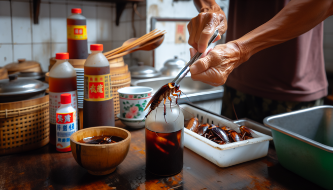 又見小強！豆漿店醬料漂浮蟑螂，遭衛生局當場抓包。（示意圖／AI製圖）