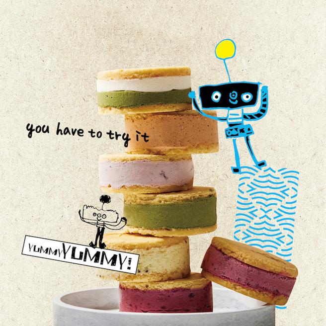 板橋大遠百北海道展，66 Cheesecake奶油三明治冰淇淋5入伴手禮盒，推薦價750元。（遠百提供）