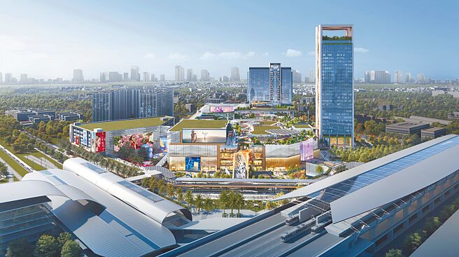 「D-ONE第一大天地」位于台中三铁共构交通门户，方便消费者出站就能购物。  （第一大国际开发公司提供）