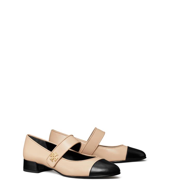 TORY BURCH 瑪莉珍拼色芭蕾高跟鞋 ，1萬3900元 。（TORY BURCH提供）