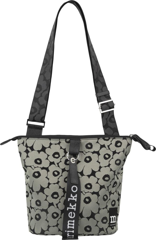 Marimekko 灰褐Unikko印花帆布肩背包 ，8900元。（Marimekko 提供）