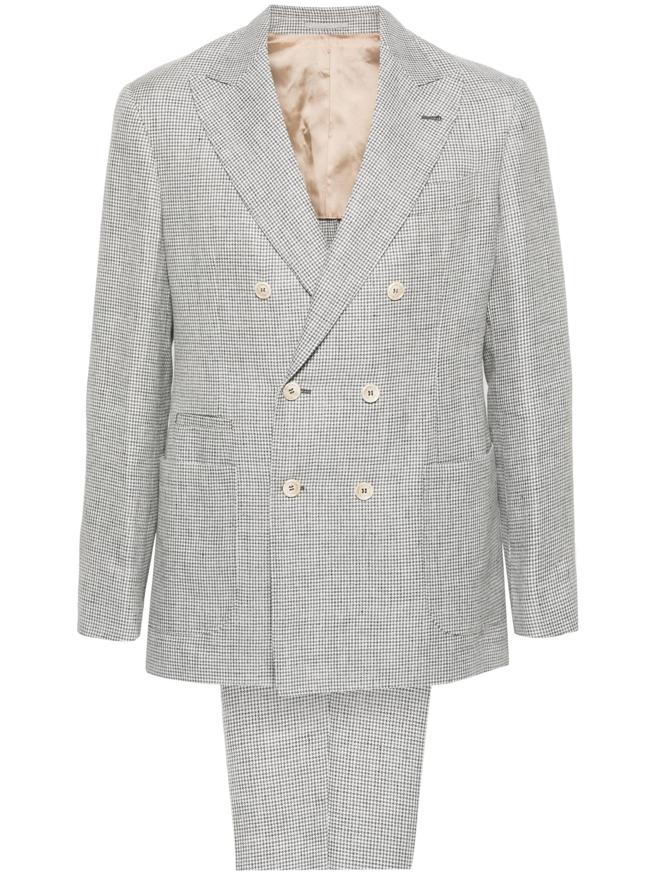 brunello cucinelli 千鸟格亚麻西装套装 ，16万8500元。（brunello cucinelli 提供）