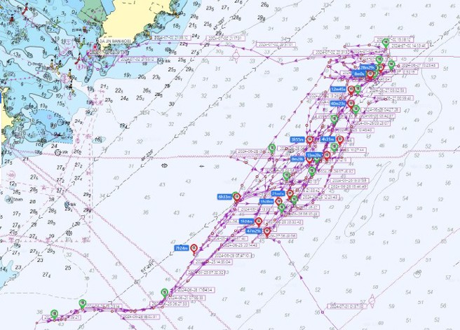 據了解，被大陸海警船帶走的是澎湖西嶼鄉竹灣村大進滿88號漁船，2日晚間8時10分在金門東北角海域（東經118度52分、24度31分）捕撈小管。（取自微博）